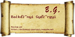Balkányi Györgyi névjegykártya