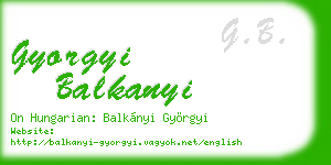 gyorgyi balkanyi business card
